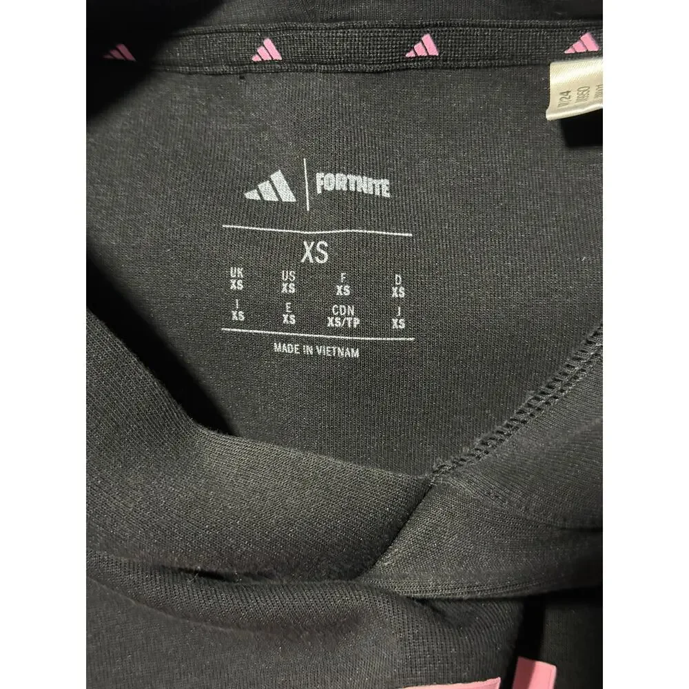 Men's Adidas x Fortnite Logo Hoodie - Black/Pink, Size XS